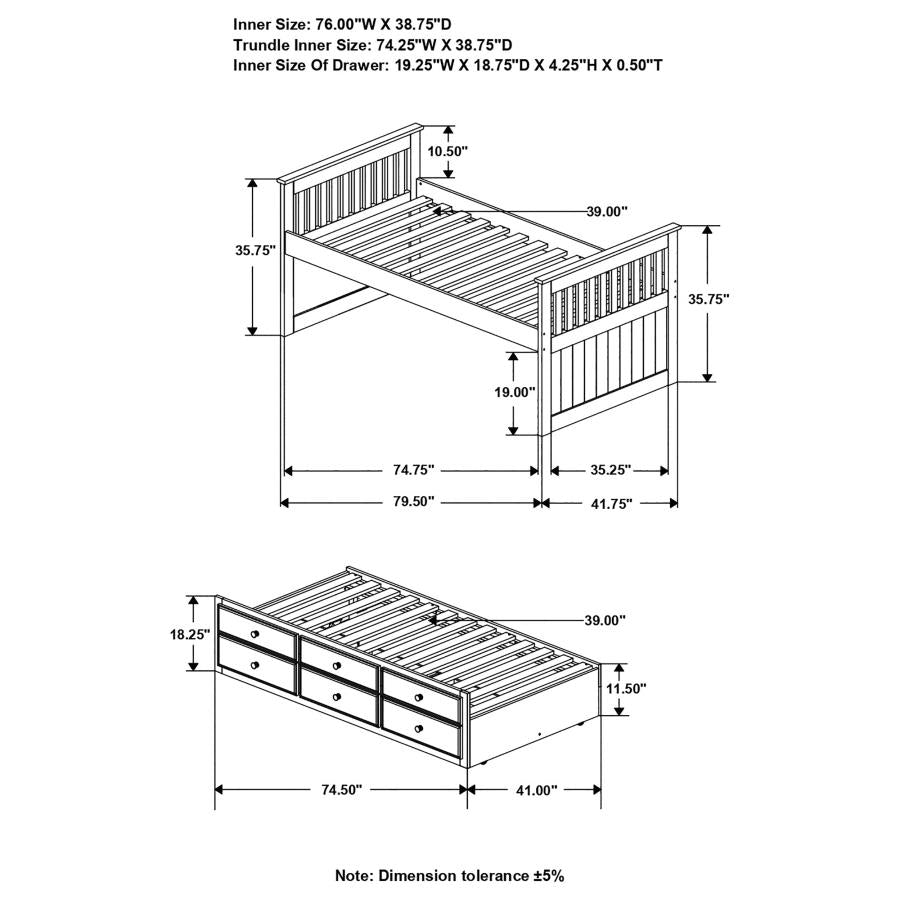 Rochford Twin Captain's Daybed w/ Storage ( Black )