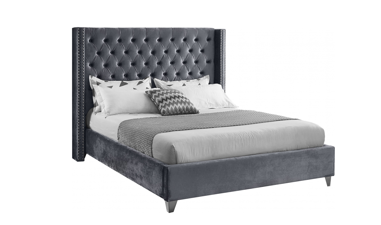 Aiden Velvet Bed ( Gray )