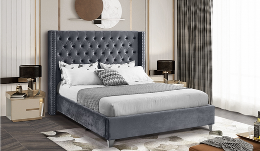 Aiden Velvet Bed ( Gray )