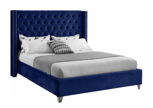 Aiden Velvet Bed ( Navy )