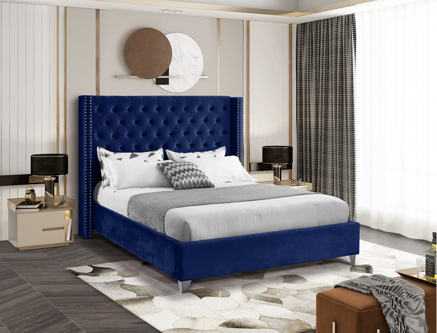 Aiden Velvet Bed ( Navy )