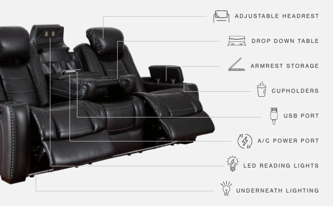 PartyTime Reclining Sofa and Loveseat ( Black )