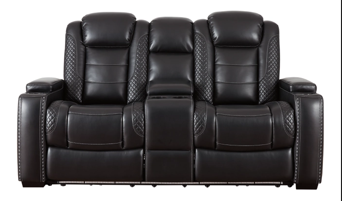 PartyTime Reclining Sofa and Loveseat ( Black )