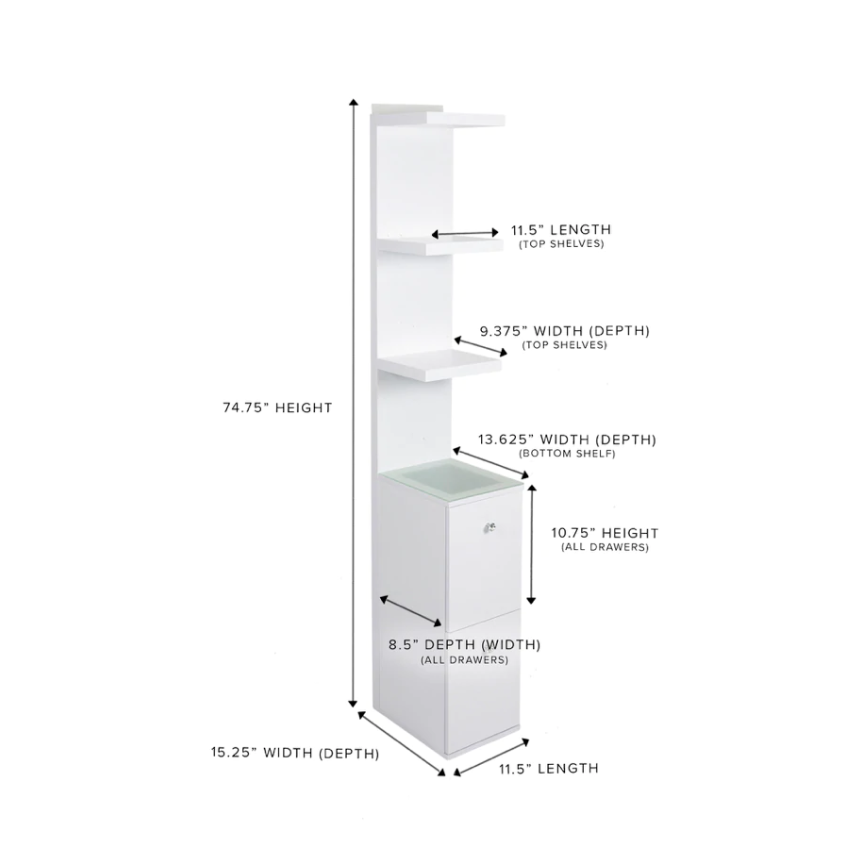 Column With Drawers ( White, Black or Pink )